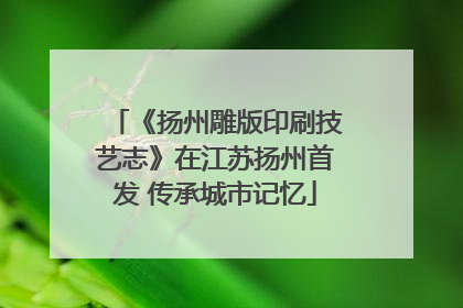 《扬州雕版印刷技艺志》在江苏扬州首发 传承城市记忆
