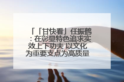 「甘快看」任振鹤：在彰显特色追求实效上下功夫 以文化为重要支点为高质量发展增添动能