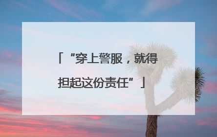 “穿上警服，就得担起这份责任”