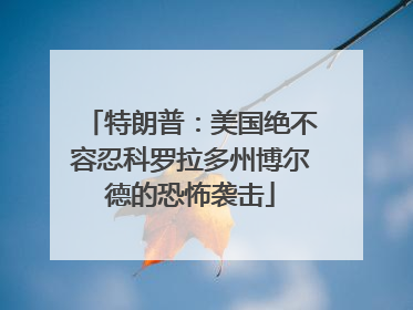 特朗普：美国绝不容忍科罗拉多州博尔德的恐怖袭击