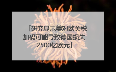 研究显示美对欧关税加码可能导致德国损失2500亿欧元