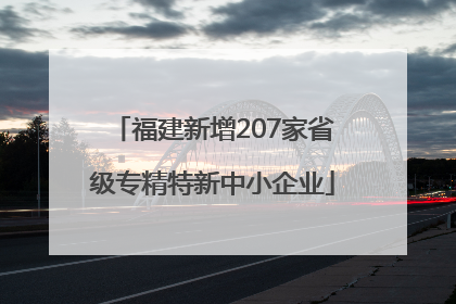福建新增207家省级专精特新中小企业