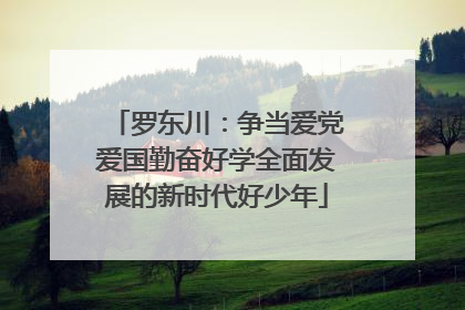 罗东川：争当爱党爱国勤奋好学全面发展的新时代好少年