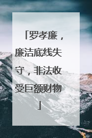 罗孝廉，廉洁底线失守，非法收受巨额财物