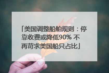美国调整船舶规则：停靠收费或降低90% 不再苛求美国船只占比