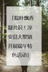 粽叶飘香凝共识！淳安县大墅镇开展端午特色活动
