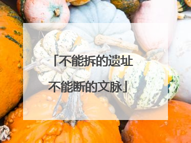 不能拆的遗址 不能断的文脉