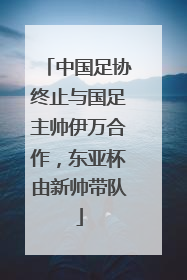 中国足协终止与国足主帅伊万合作，东亚杯由新帅带队