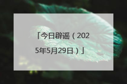 今日辟谣（2025年5月29日）