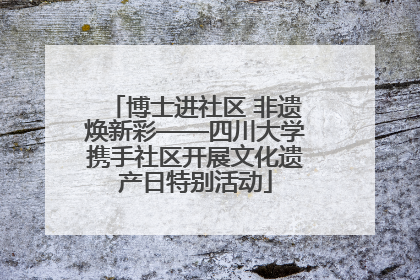 博士进社区 非遗焕新彩——四川大学携手社区开展文化遗产日特别活动