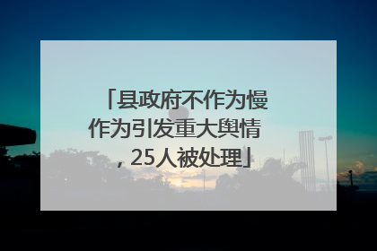 县政府不作为慢作为引发重大舆情，25人被处理