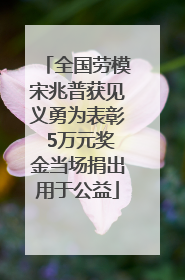 全国劳模宋兆普获见义勇为表彰 5万元奖金当场捐出用于公益