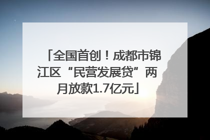 全国首创！成都市锦江区“民营发展贷”两月放款1.7亿元