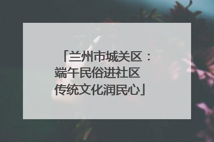 兰州市城关区：端午民俗进社区 传统文化润民心