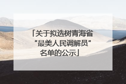 关于拟选树青海省“最美人民调解员” 名单的公示