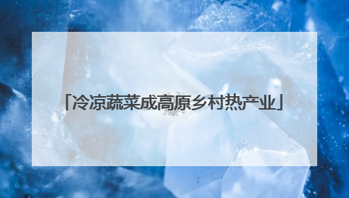 冷凉蔬菜成高原乡村热产业