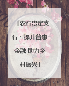 农行贵定支行：提升普惠金融 助力乡村振兴