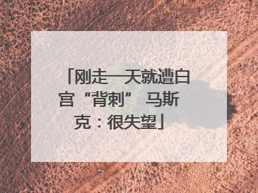刚走一天就遭白宫“背刺” 马斯克：很失望