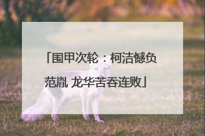 围甲次轮：柯洁憾负范胤 龙华苦吞连败