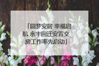 圆梦安居 幸福启航 永丰回迁安置交房工作率先启动