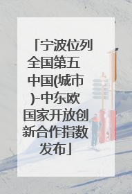 宁波位列全国第五 中国(城市)-中东欧国家开放创新合作指数发布