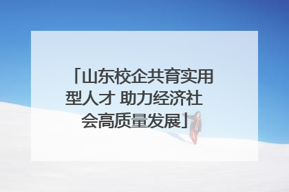 山东校企共育实用型人才 助力经济社会高质量发展