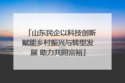 山东民企以科技创新赋能乡村振兴与转型发展 助力共同富裕