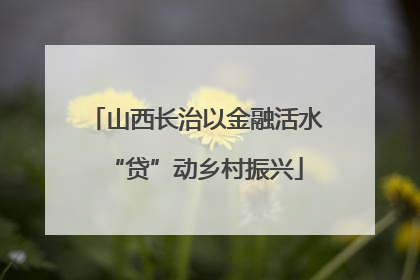山西长治以金融活水“贷”动乡村振兴