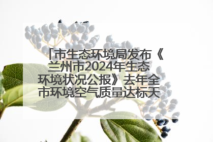 市生态环境局发布《兰州市2024年生态环境状况公报》去年全市环境空气质量达标天数301天