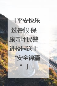 平安快乐过暑假 保康寺坪民警进校园送上“安全锦囊”