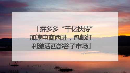 拼多多“千亿扶持”加速电商西进，包邮红利激活西部谷子市场