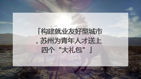 构建就业友好型城市，苏州为青年人才送上四个“大礼包”