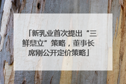 新乳业首次提出“三鲜鼎立”策略，董事长席刚公开定价策略