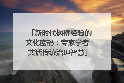 新时代枫桥经验的文化密码：专家学者共话传统治理智慧