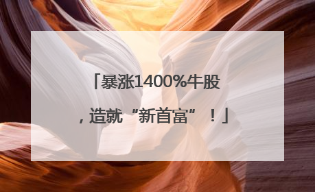 暴涨1400%牛股，造就“新首富”！