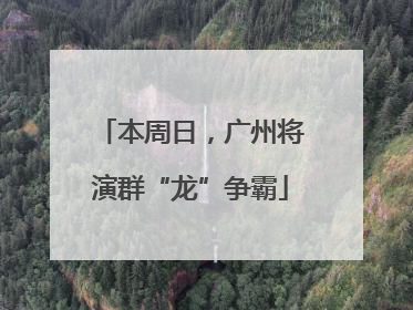 本周日，广州将演群“龙”争霸