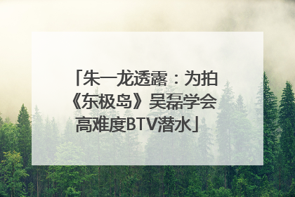 朱一龙透露：为拍《东极岛》吴磊学会高难度BTV潜水