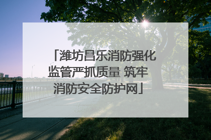 潍坊昌乐消防强化监管严抓质量 筑牢消防安全防护网