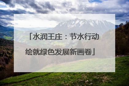 水润王庄：节水行动绘就绿色发展新画卷
