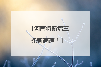 河南将新增三条新高速！