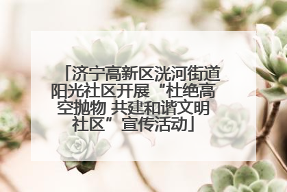 济宁高新区洸河街道阳光社区开展“杜绝高空抛物 共建和谐文明社区”宣传活动