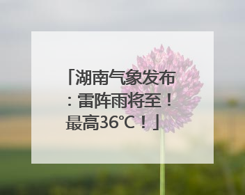 湖南气象发布：雷阵雨将至！最高36℃！