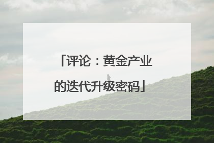 评论：黄金产业的迭代升级密码