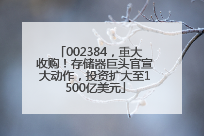 002384，重大收购！存储器巨头官宣大动作，投资扩大至1500亿美元