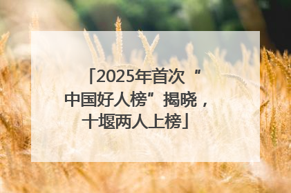 2025年首次“中国好人榜”揭晓，十堰两人上榜
