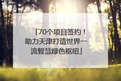 70个项目签约！助力天津打造世界一流智慧绿色枢纽